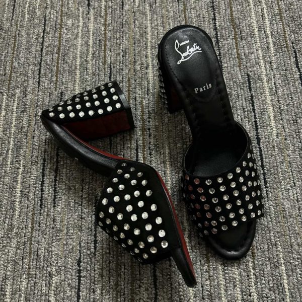 CHRISTIAN LOUBOUTIN JANE 85 BLACK STRASS MULES 1240729T023