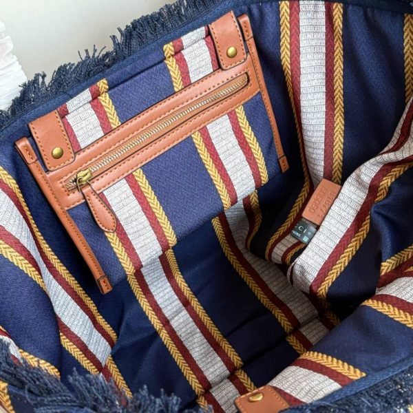 GUCCI EMBROIDERED LARGE CANVAS TOTE BAG IN DARK BLUE AND MULTICOLOR 37CM 818779 FAEF8 8796