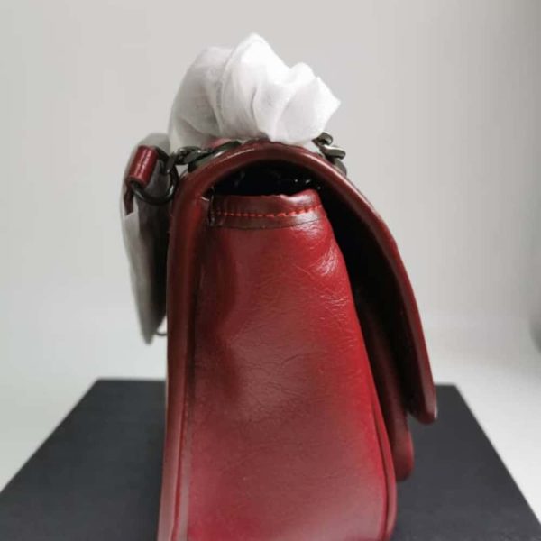 SAINT LAURENT NIKI MEDIUM IN LEATHER SILVER TONE RED 22CM