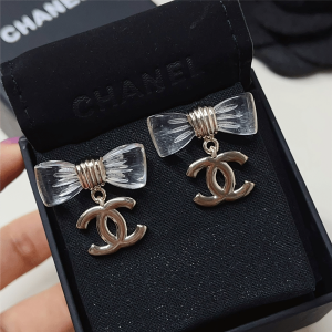CHANEL D25 CC BOW EARRINGS GOLD METAL ABF537 B19997 NAFVG