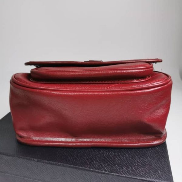 SAINT LAURENT NIKI MEDIUM IN LEATHER SILVER TONE RED 22CM