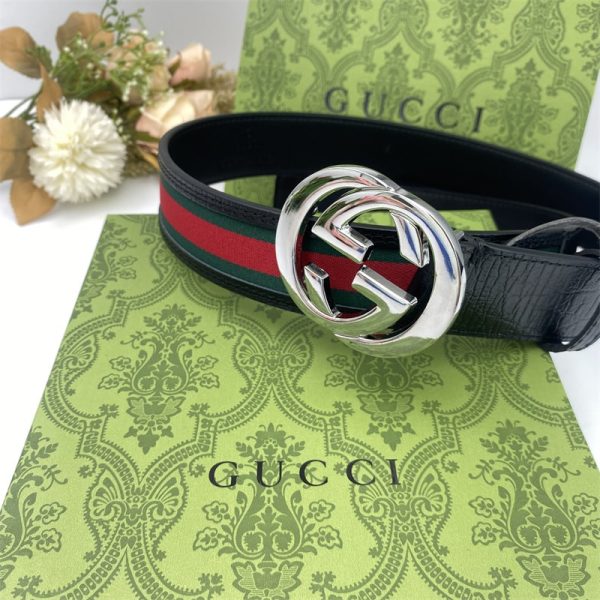 GUCCI INTERLOCKING MEN BELT BLACK 411924 H917N 1060
