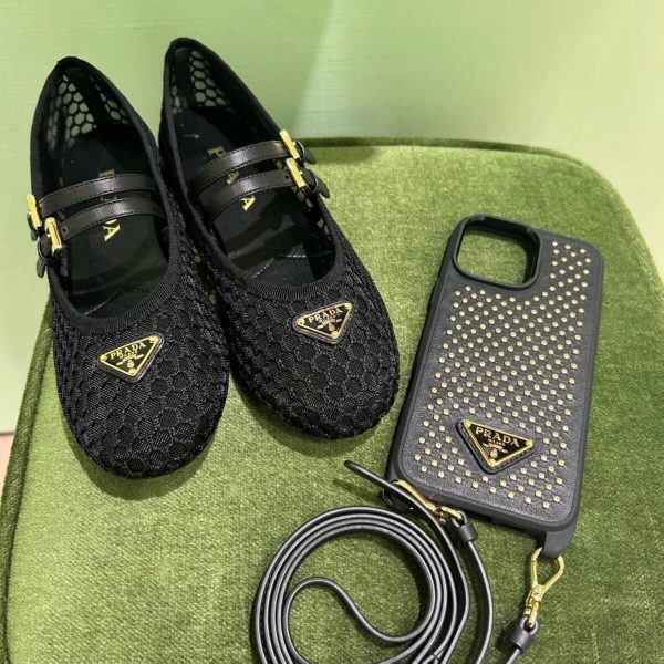 PRADA MESH FABRIC BALLERINAS BLACK 1F915N 099 F0002 F 005
