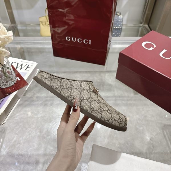 GUCCI WOMEN MULE WITH HORSEBIT CAMEL AND DARK BROWN GG CANVAS 837130 FAB10 2543