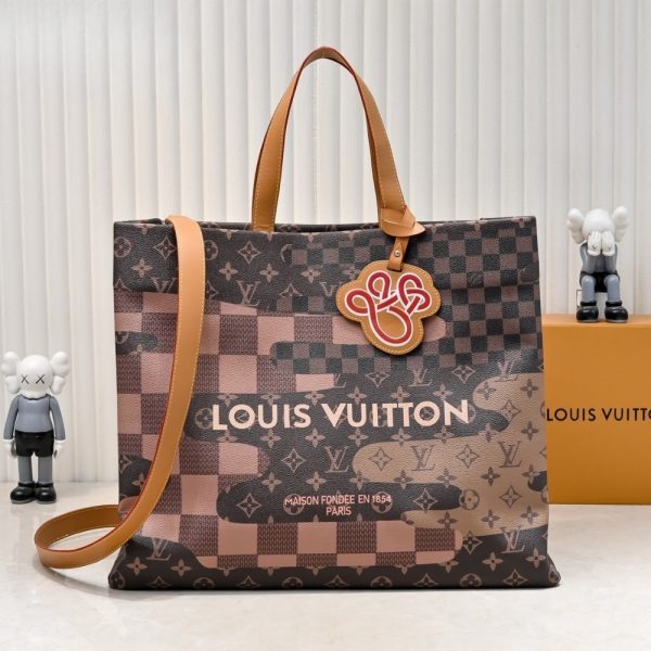 LOUIS VUITTON SHOPPER TOTE MM MONOGRAM CANVAS BROWN 40CM M15274