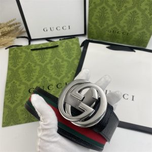 GUCCI INTERLOCKING MEN BELT BLACK 411924 H917N 1060