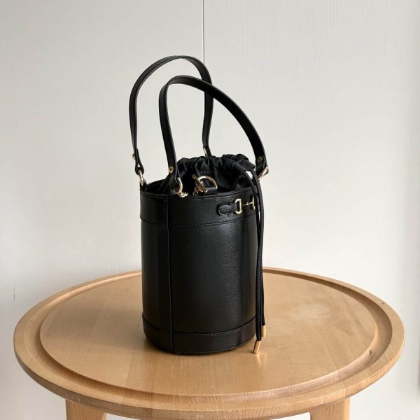 GUCCI HORSEBIT 1955 SMALL BUCKET BAG BLACK 16CM 637115 1DBYG 1000