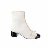 CHANEL RIBBON CHAIN BOOTS WHITE