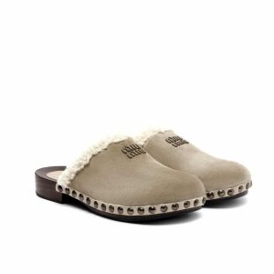 MIUMIU SUEDE CLOGS BEIGE