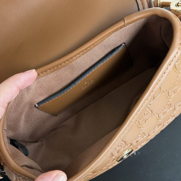 GG EMBLEM SMALL SHOULDER BAG LIGHT BROWN 20CM