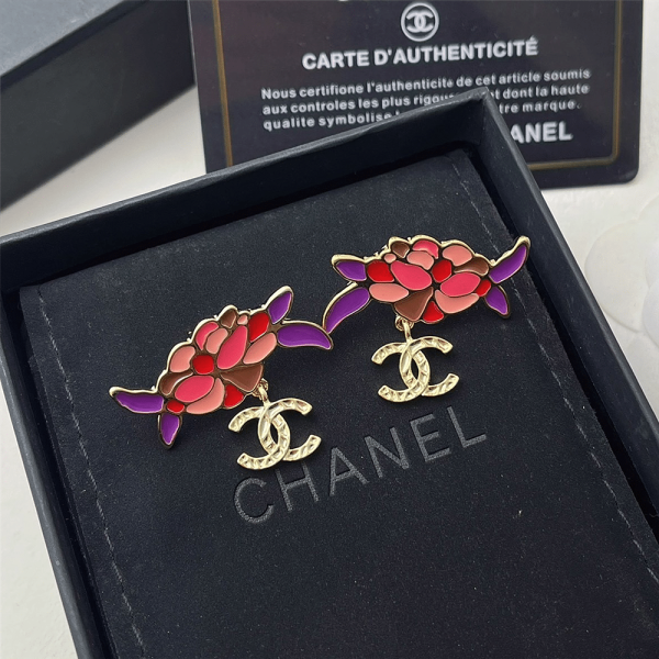 CHANEL PENDANT EARRINGS GOLD AND MULTICOLOUR ABF933 B21129 U2138