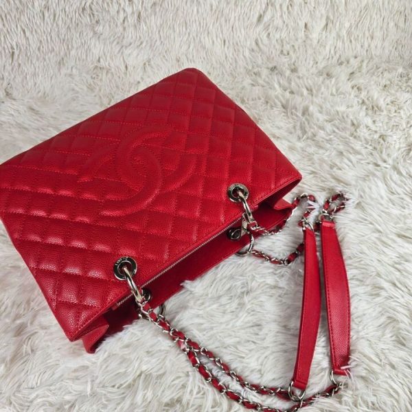 CHANEL GRAND SHOPPING TOTE RED 33CM