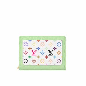 LOUIS VUITTON X MURAKAMI PORTEFEUILLE CLAIRE GREEN TEA 11CM M13619