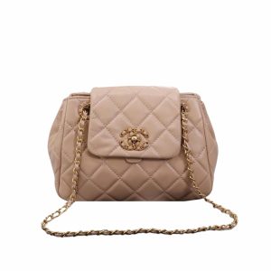 CHANEL MIX ACCORDION CC FLAP BAG QUILTED GLAZED CALFSKIN PINK 23CM