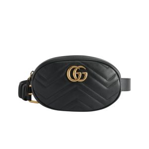 GUCCI GG MARMONT BELT BAG MATELASSE BLACK 18CM