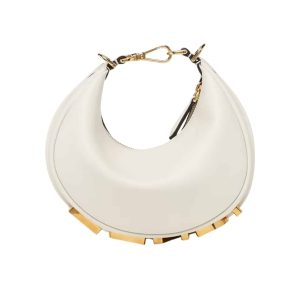 FENDI FENDIGRAPHY MINI LEATHER BAG WHITE 20CM 8BS081A5DYF1HEL