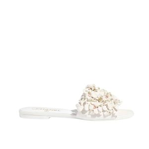 CHANEL MULES SUEDE KIDSKIN AND STRASS WHITE G46231 B19043 NAEYA