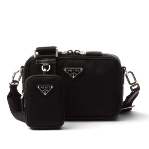 Prada Brique Re Nylon And Saffiano Leather Bag Black 20Cm
