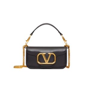 VALENTINO LO? SMALL SHOULDER BAG IN CALFSKIN BLACK