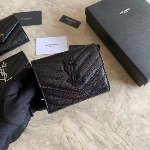 Saint Laurent Women's Cassandre Matelasse Small Envelope Wallet in Grain De Poudre Embossed