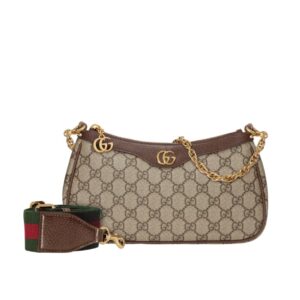 Gucci Ophidia Small Shoulder Bag Beige And Dark Brown 25Cm