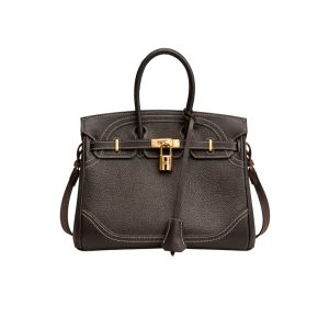 Hermès Birkin Black Pebbled  with Gold Lock and Clochette 25cm