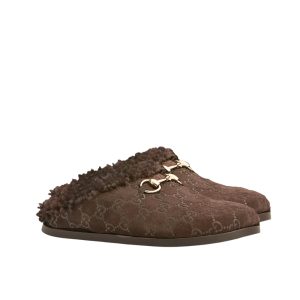 Gucci Women Mule With Horsebit Dark Brown