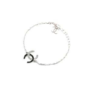Chanel Cc Logo Chain Bracelet Silver