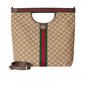 Gucci Giglio large tote bag Beige and Brown GG canvas 36Cm