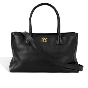 Chanel Executive Cerf Tote Gold Tone In Black  36Cm