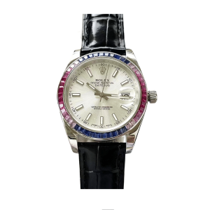 Rolex Oyster Perpetual Datejus White Dial Ruby Around 40Mm