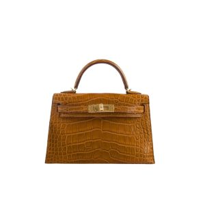 Hermès Mini Kelly 20 Alligatore Gold Hardware Brown 20cm