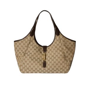 Gucci Mercato Medium Tote Bag Sand And Brown GG Canvas 35cm
